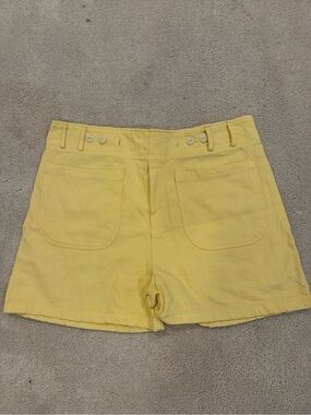 The Frankie Shop Yellow High-Waist Pocket Shorts